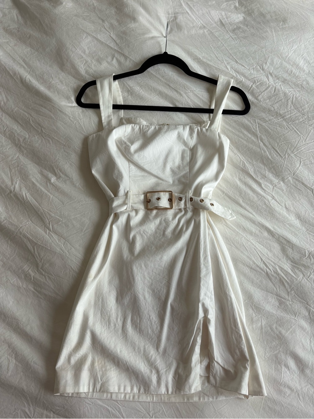 Majorelle Carolyn White Belted Square-Neck Mini Dress Size XS